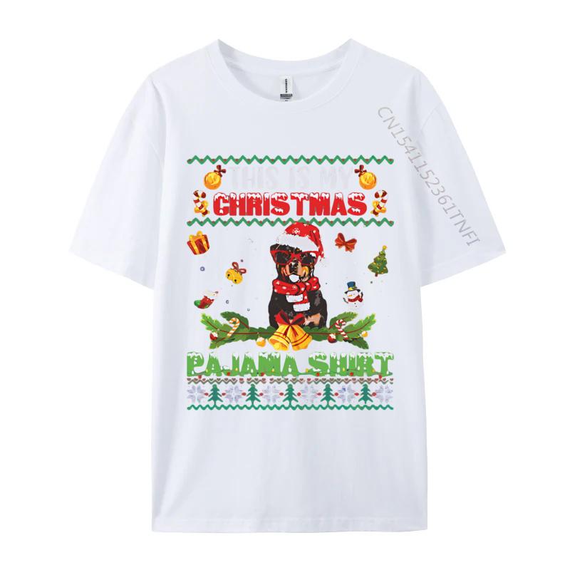 Funny Rottweiler Christmas Pajama T Shirts Hot Sale Hip Hop Cotton Mens T Shirt 3D Style Printed TShirt S