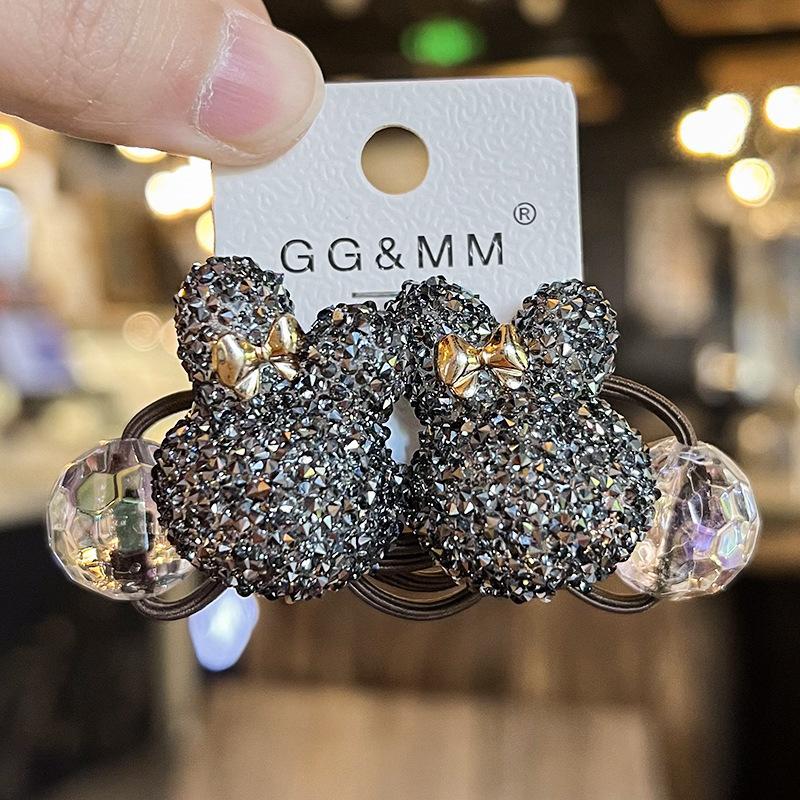 Hair Ties Bunny Rhinestone Cartoon High Stretch For Kids Korean Everyday Party School Premium Soft Durable Non Slip