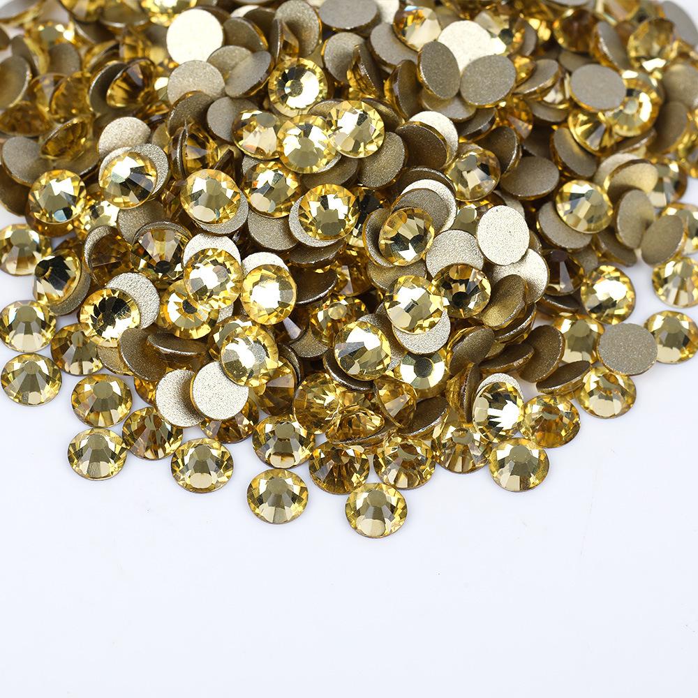 Weichen, Gold Bottom Mixed Glass Flat Bottom Diamond Nail Drill, Decorative Mobile Phone Case Diy Nail Accessories Rhinestone Jewelry