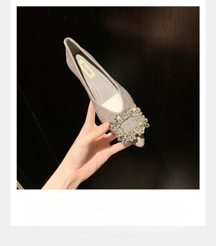 

New Style Button-up Pointed-toe Low-heeled Flat Shoes for Dancing, Women s Style 40 срібний/сірий