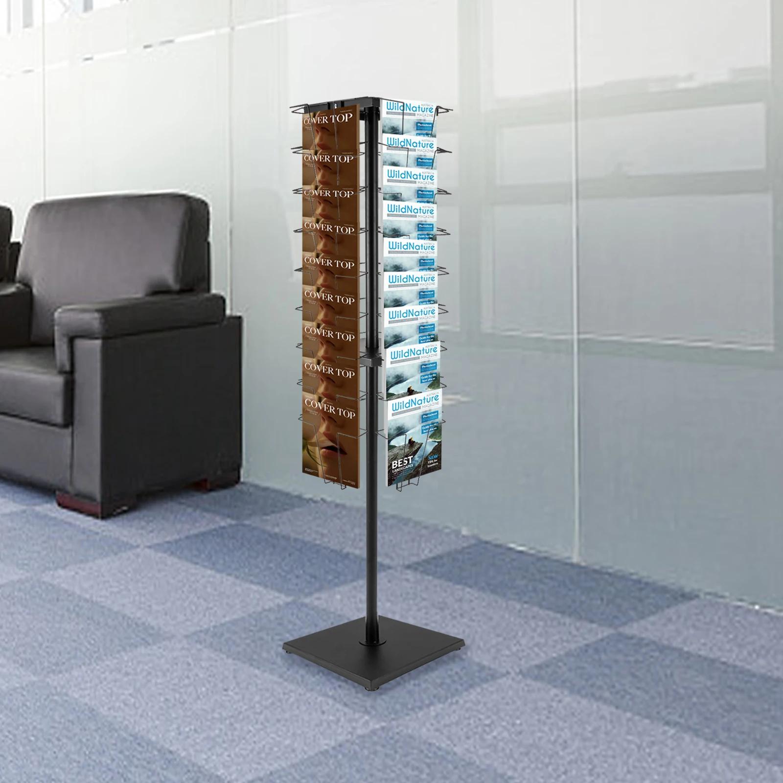 

360 Degrees Rotating Display Stand with 36 Pockets, Detachable Floor Magazine Rack for Retail Store Use, Literature Organizer чёрный