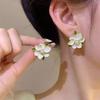 French retro drip glaze gardenia flower earrings women's high-end Mori temperament stud earrings niche design exquisite earrings