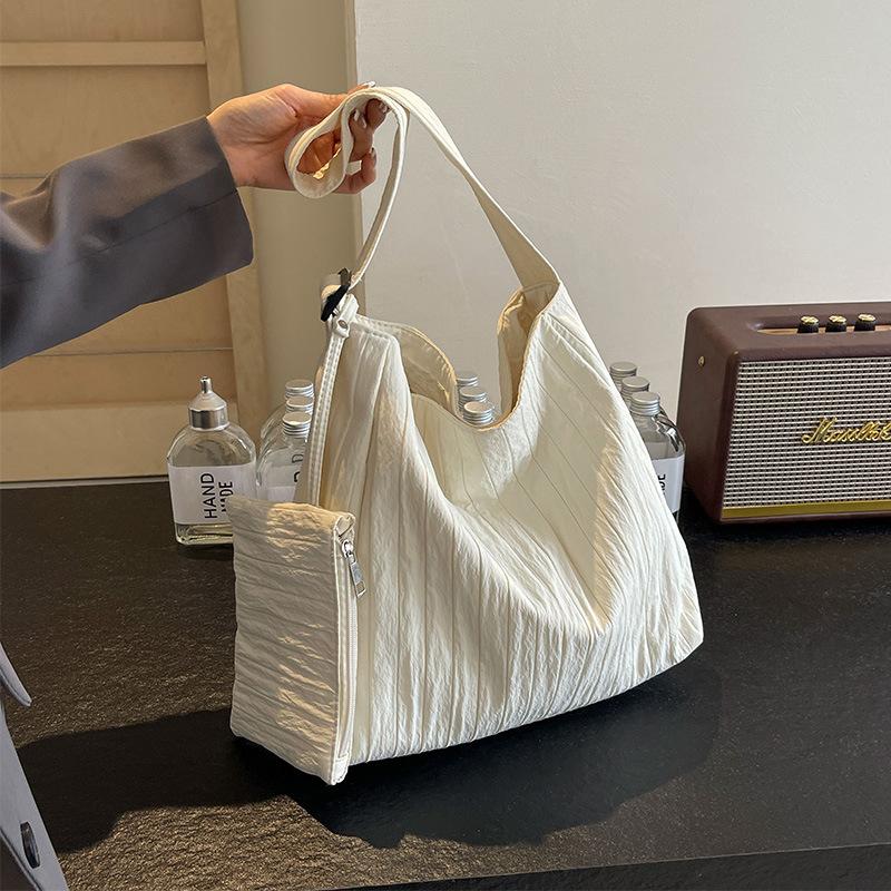 Canvas Shoulder Women's Tote Bag Simple Casual Large Capacity Designer Handbags for Women Travel Solid Shopper Bag 2025 New