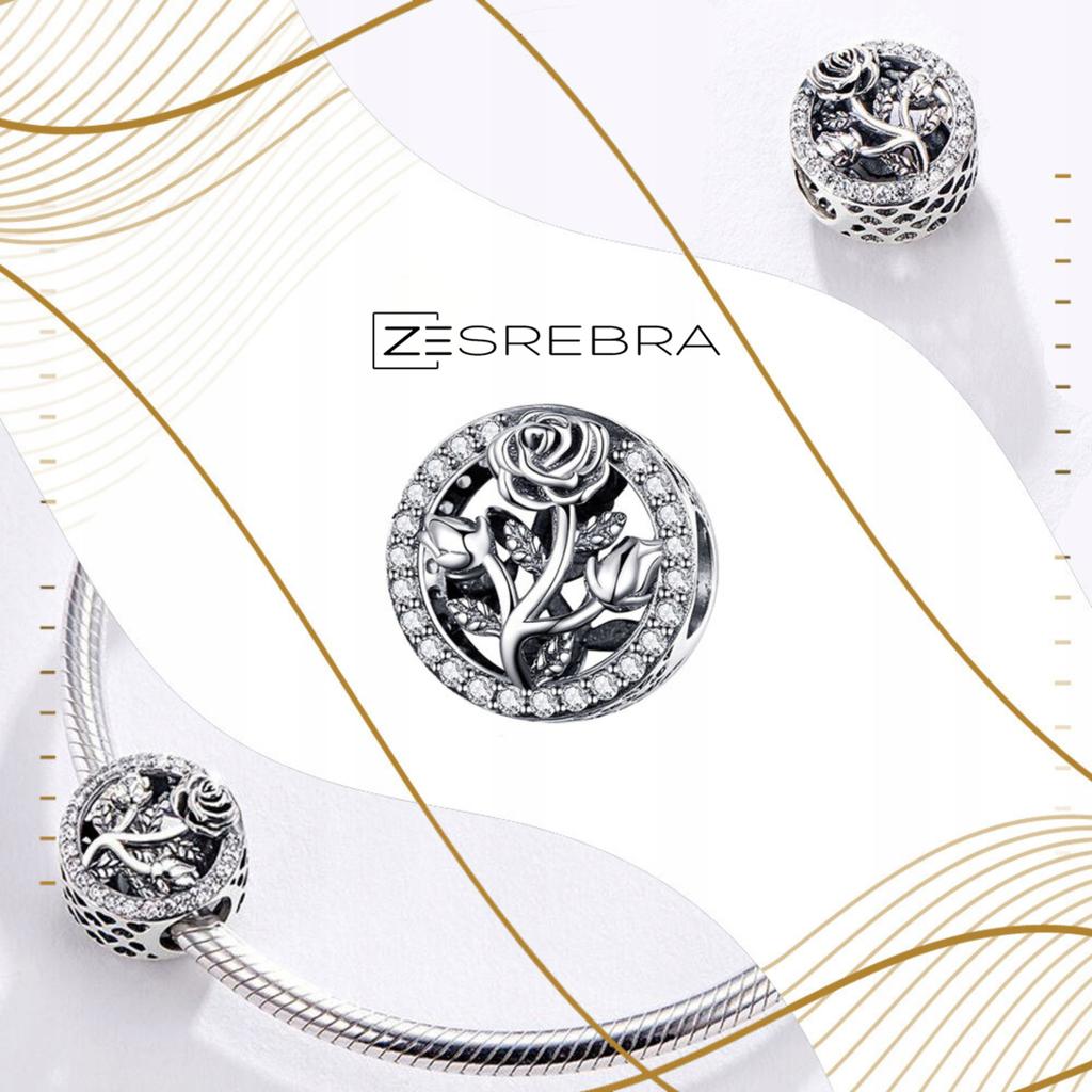 Rose Charms 925 Rose Flower Bead Pendant Charms Pr 925