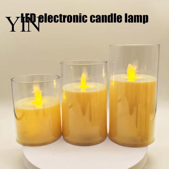 Safe Flameless Candles for Kids Rooms LED Candles, Battery Operated Acrylic Pillar Realistic Wax Flickering Wedding Warm Color Light Party Christmas