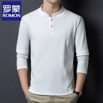 Men's Henley Neck Double-Sided Velvet Long-Sleeve T-Shirt