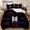 Bts Globale Musik-Sensation Dreiteiliges Set (1 Bettbezug + 2 Kissenbezüge, ohne Füllung) 2D flaches Weihnachts-Geburtstagsgeschenk Bettbezug und Kissenbezug
