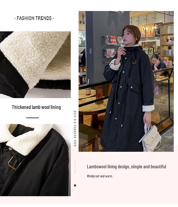 Women's Plus Size Long Velvet Padded Parka - Thick, Warm, Plush Winter Windbreaker