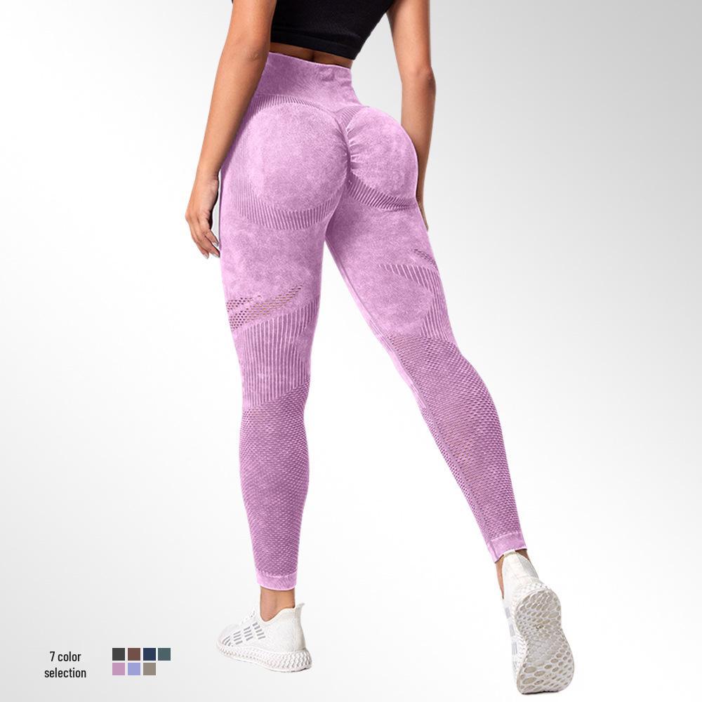 

High-Waisted Slim Fit Yoga Pants - European & American Style Large рожевий