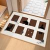 Cartoon Black Cat Pattern Carpet Minimalist Design Rug Non-Slip Door Mat with Paw Prints for Entryway Home Decoration Floor Mat