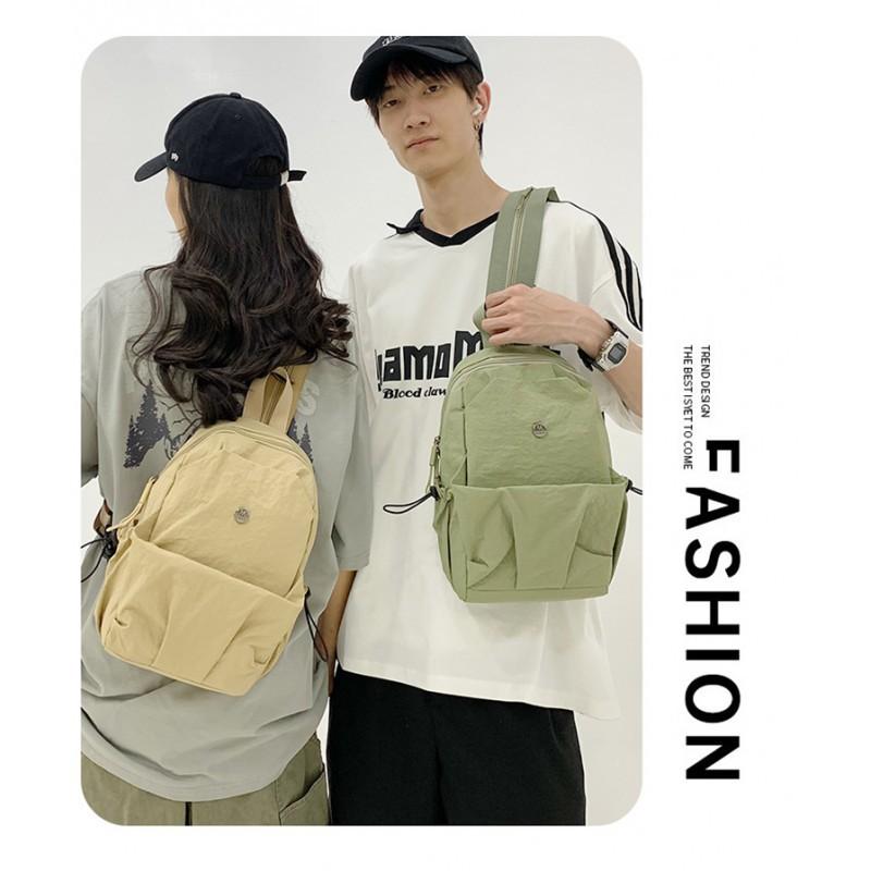 New Pure Color Light Small Backpack Women Simple Large-capacity Chest Bag Casual Travel Commuting All-matching Portable