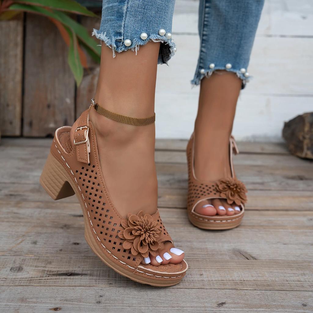 Fashion Women Sandals 2025 Summer Classic Retro Slip-on Comfortable High Heels Breathable Non-slip Light Sandals Women Shoes for Women