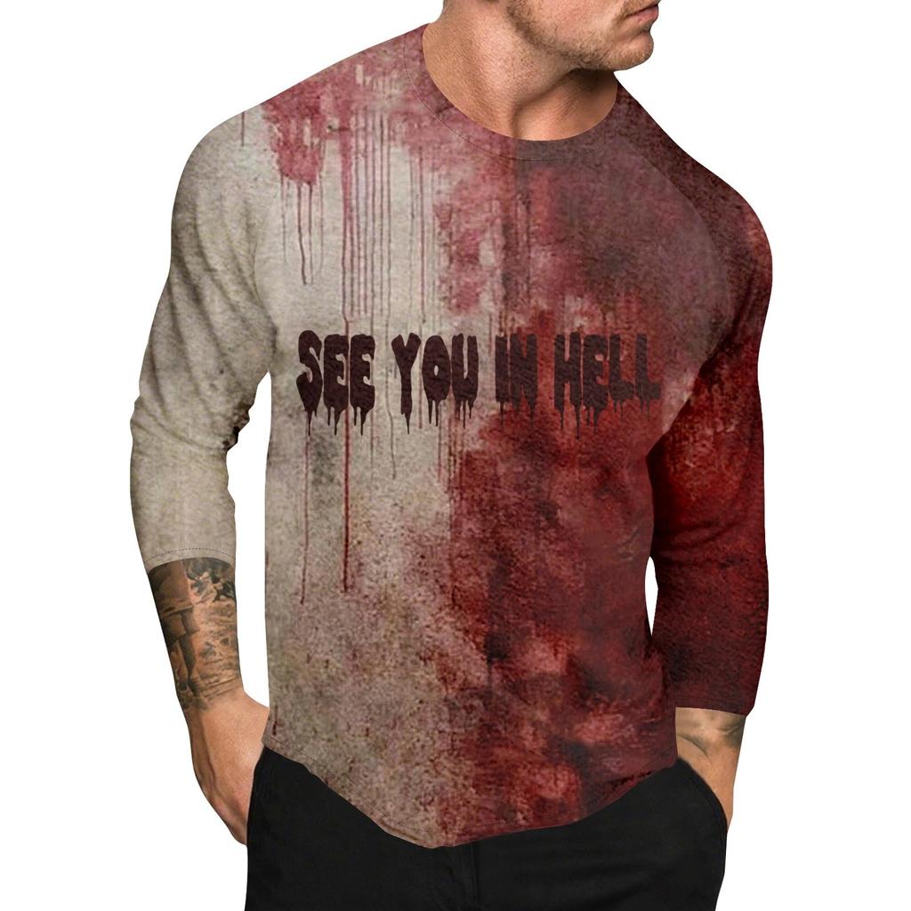 Halloween Print Raglan Sleeve Men's Long Sleeve Top