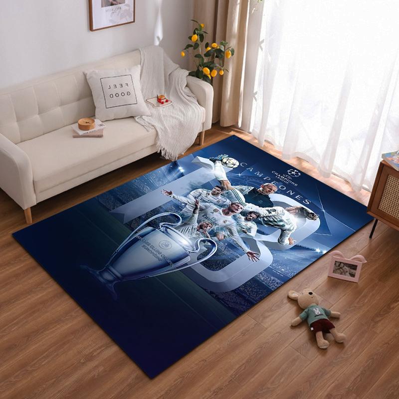 "Football Champions Celebration Graphic Rug Non-slip Rug Suitable for Living Room and Bedroom Sofas"