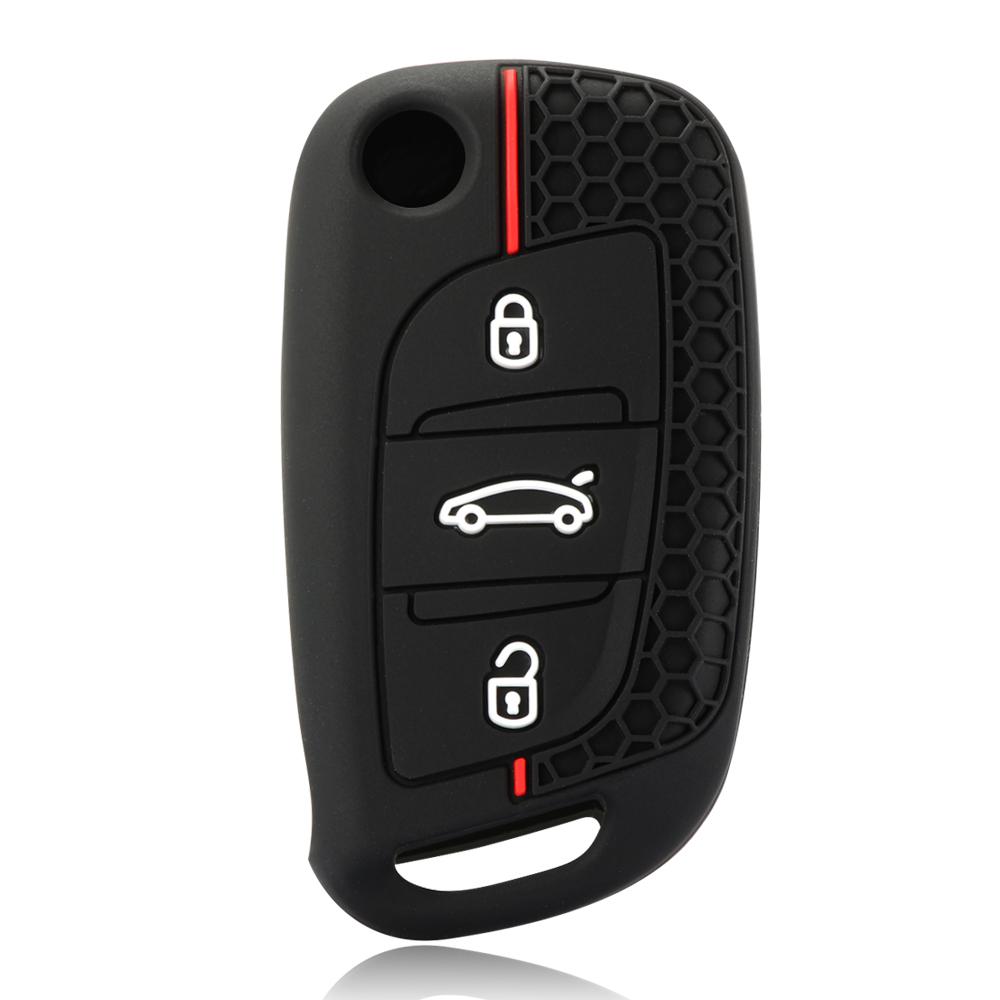 

3 Buttons Remote Flid Folding Key Silicone Cover Case Fob For PEUGEOT 207 307 308 For Citroen C2 C3 C4 C5 C6 C8 чёрный