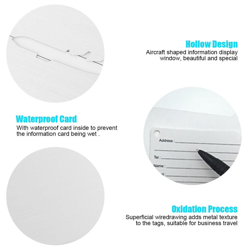 5Pcs Aluminum Alloy Travel Baggage Luggage Suitcase Tag ID Card Label (Silver)