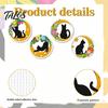 Cat Wall Art Decor 4Pcs Wooden Decor, 2D Flat Round with Flower Entryway Theme Moon Elements, Lightweight Decorative Hanging Signs for Living