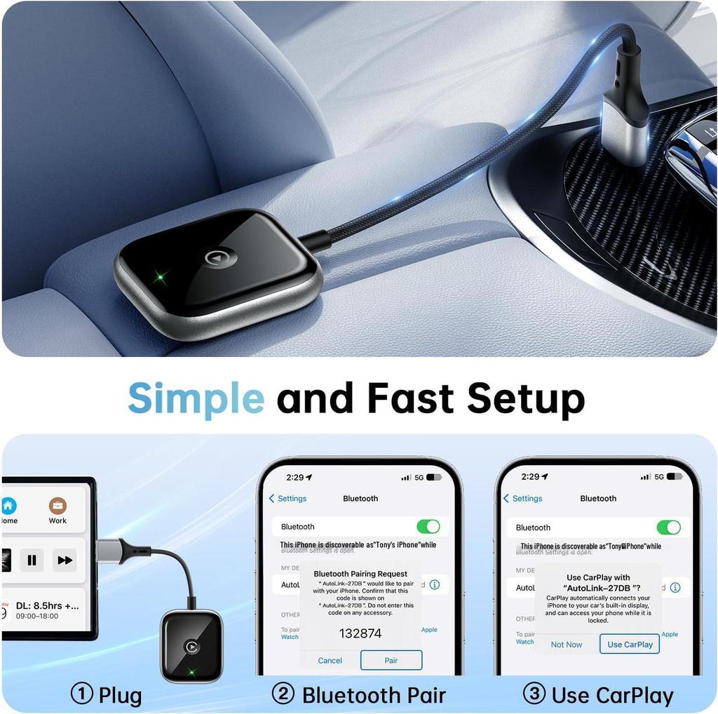 Wireless CarPlay & Android Auto Interconnection Box for Apple & Android Devices