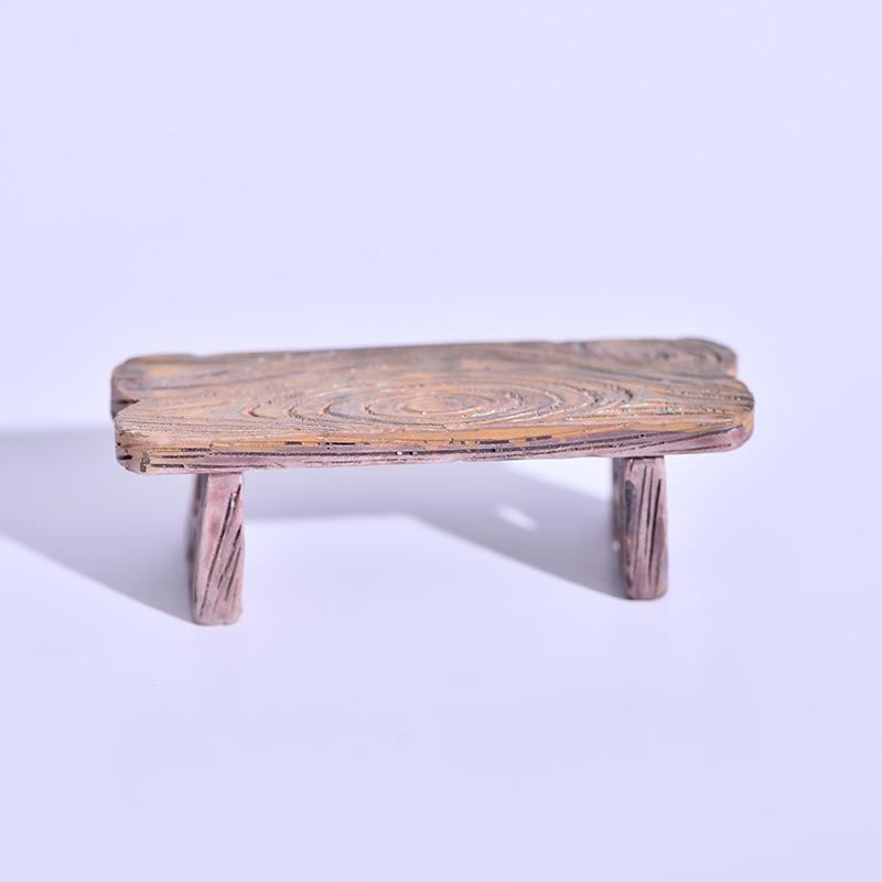 Mini Wooden Park Bench Chair Succulents Bonsai Ornaments Romantic Resin Love Stool Small Ornaments Fairy Garden Figurine Dolls