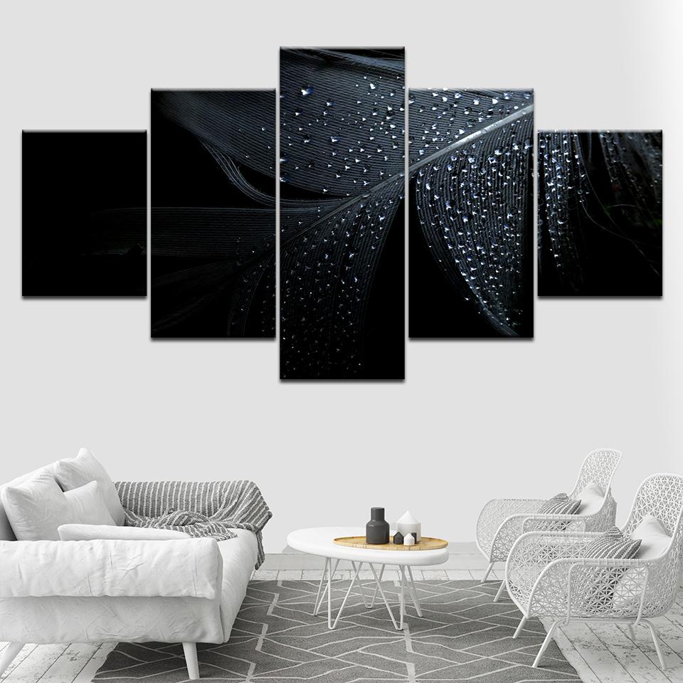 

Drops of water on the leaves 5 Piece HD Wallpapers Art Canvas Print modern Poster Modular art painting Living Room Home Decor 20x35 20x45 20x55cm