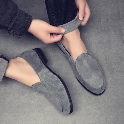 Loafers Men's Genuine Leather Retro British Casual Lazy Shoes Pointed Suede Simple Trend Overshoes
