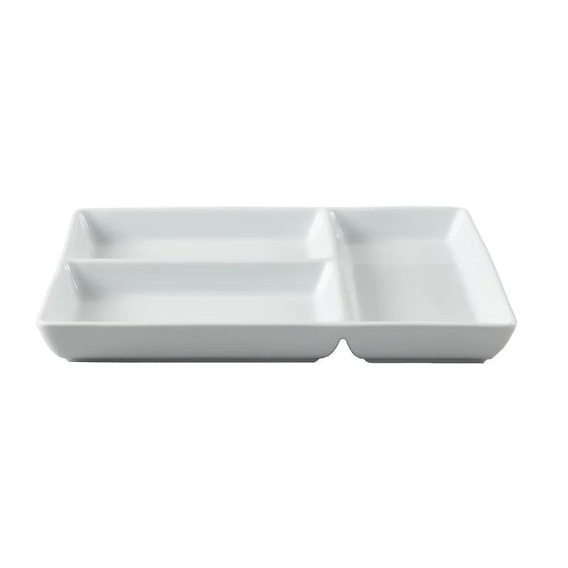 White Porcelain Divided Tray Microwave and Dishwasher Safe Rectangular Serving Platter Oven Safe Fruits Vegetables Meats Cheese
