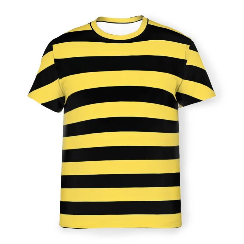 Fashion Color Men s T-Shirt Bee stripes Black And Yellow Stripes Personalize Men s Thin T-Shirt Hipster Tops Women Tee XXS