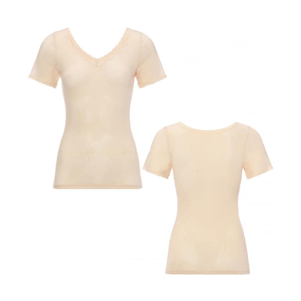 Triumph Cotton Mesh Innerwear Sleeve Top 1595 Size L 100% 5300, 3/4 (White),
