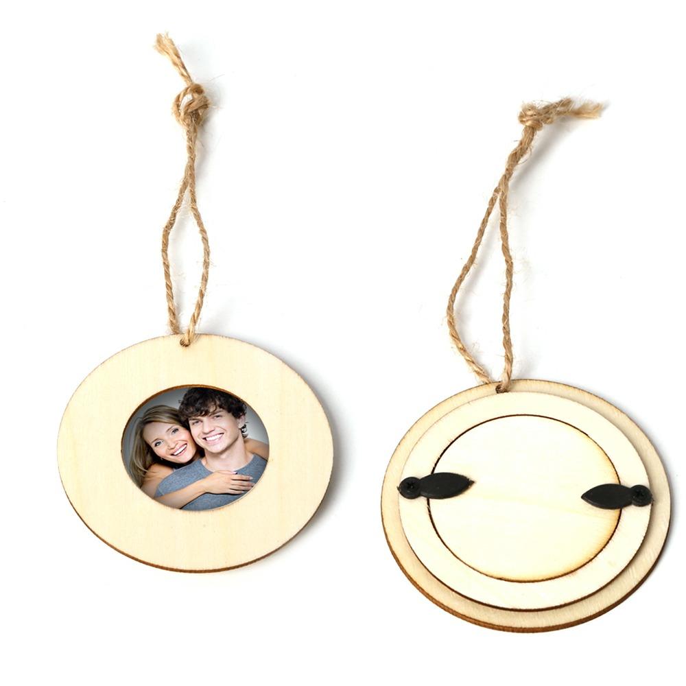 10Pcs Set Wood Mini Photo Frame Hanging Rope DIY Wooden Crafts Picture Holder Christmas Party Decor