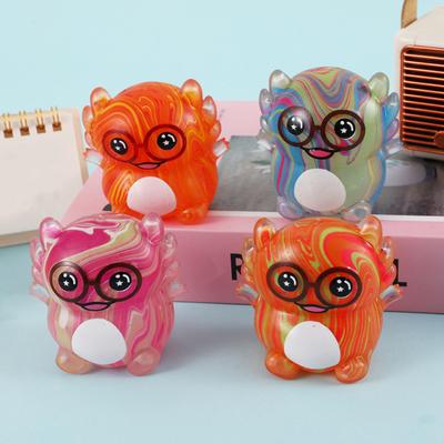 Glitter Glasses Salamander Squeeze Toy Slow-Rising TPR Fidget for Stress Relief Cute Cartoon Decompression Gadget for Students Portable Novelty Gift
