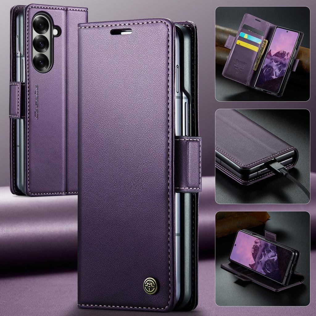 CaseMe For Samsung Galaxy Z Fold 7 Magnetic Flip Leather Wallet Case Skins Cover