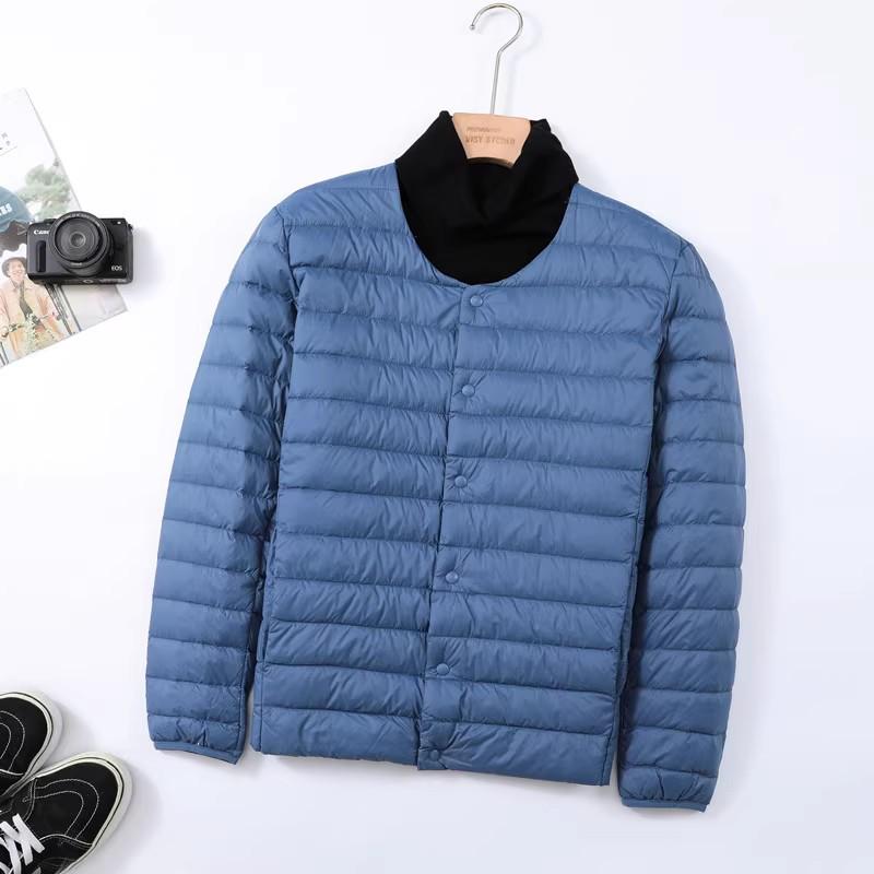 

Легкая мужская куртка пуховик большого размера, круглый вырез, ультратонкая, без воротника, для среднего и пожилого возраста. XL