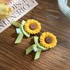 2Pcs Girl Hairpins Versatile Sunflower Decor Hair Clips Wide Soft Ribbon Decoration Side Bangs Hair Pins Hair Accessories