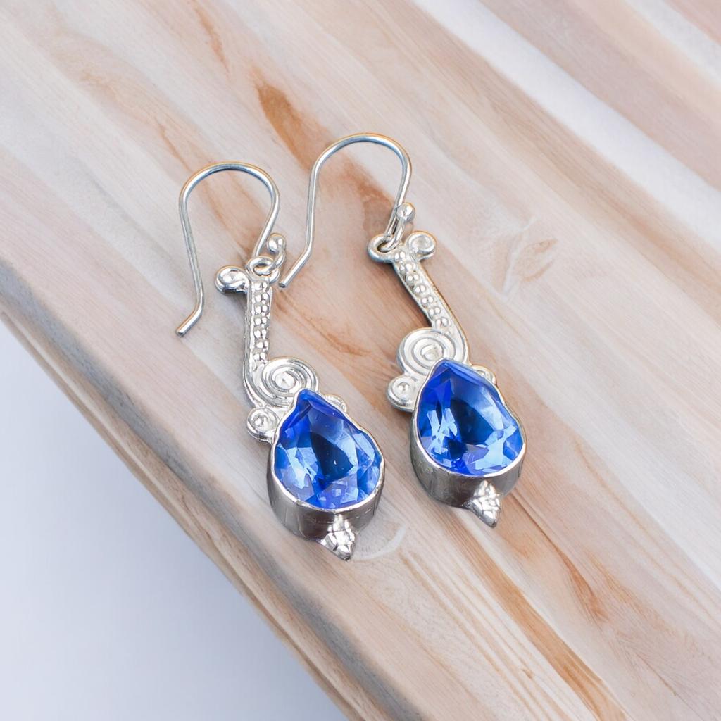Genuine Tanzanite Gemstone 925 Sterling Silver Pretty Jewelry Earrings For Mom EE-37-6