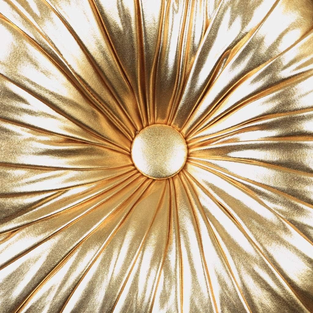 Tresshouse European Round Throw Pillows, Soft Spandex Fabric Pumpkin Pleated Handmade Metallic Accent Circle Insert Cushion Diamond To Enhance for