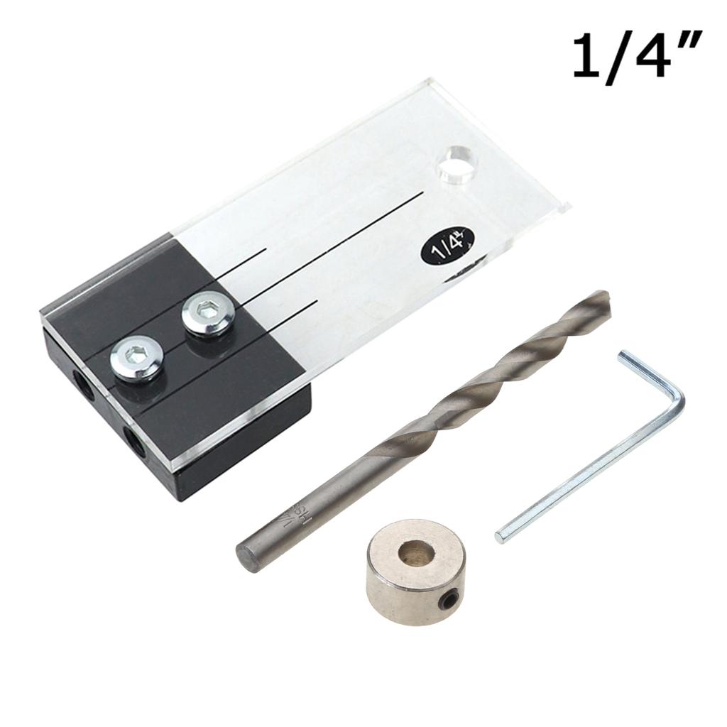 Hardened Steel and Acrylic Dowel Drilling Jig Easy-to-Use Hole Locator for Woodworking1/4"Pocket Hole Jig Kit