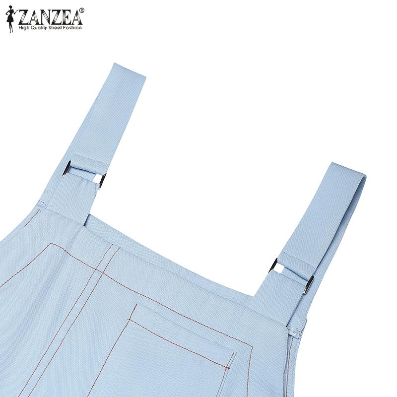 ZANZEA Women Casual Square Collar Loose Sleeveless Suspender Dress