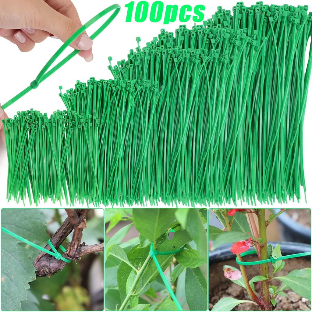 50/300pcs Garden Plant Vine Tree Shrubs Wires Self-Locking Nylon Zip Cable Ties Fixed Plant Fastening Ring Organizer Tools