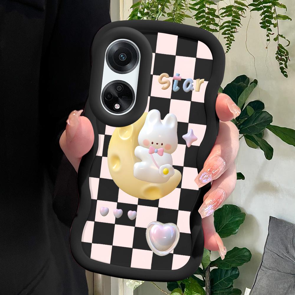 

Окрашенный узор Big Wave Edge Мягкий силиконовый материал Macaron чехол для телефона противоударный защитный резиновый чехол для OPPO Reno Realme Realme 11 Pro+ 5G чёрный