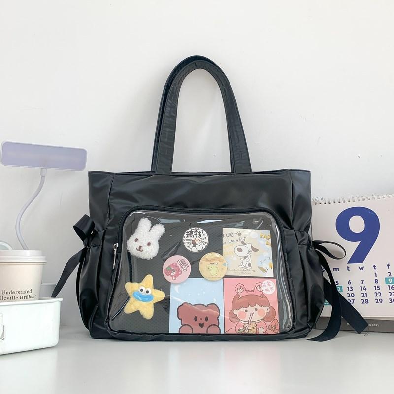 

Korean ins large-capacity student class bag transparent pain bag Japanese Harajuku vintage girl shoulder messenger bag