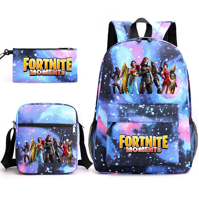 Peripheral Printed Schoolbag 3-Piece Pencil Case Shoulder Bag Backpack