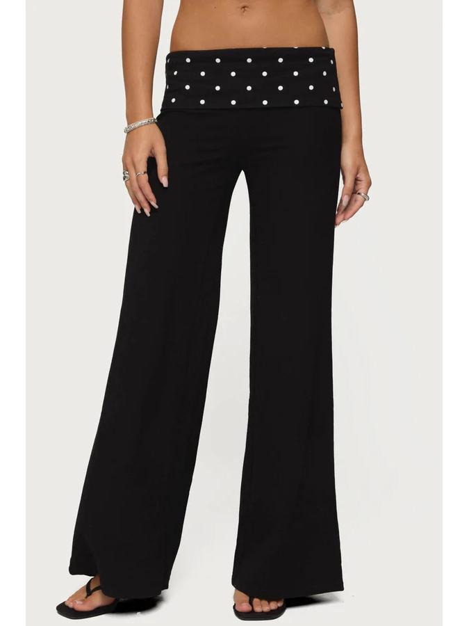 Europe 2026 High-Waisted Polka Dot Patchwork Cropped Slim Fit Yoga Pants XL