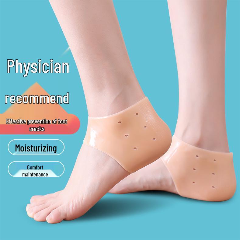 

Silicone Heel Protector for Cracked Foot Care - Unisex Anti-Crack Socks Skin Color (1 Pair)