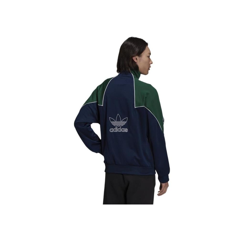 Adidas Originals Big Trefoil Abstract Color Block Logo Zip Jacket Men Jacket Green GE6235