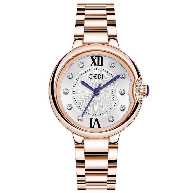 

Gedi Ladies Watch Minimalist Steel Band Waterproof Quartz For Women білий