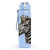 1PC Zebra With Crown Cute Animal Print 750ml Color Plastic Sports Water Bottle Leakproof Flip Straw Lid Suitable for Sports Office Home Use