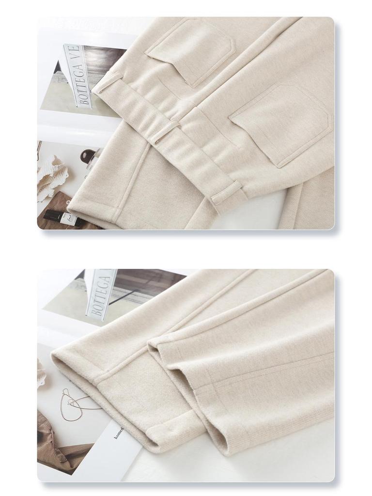 Apricot Wool Blend High-Waist Harem Pants for Women - 2024 Autumn/Winter Collection
