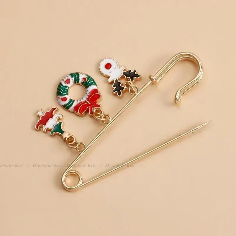 Fashion Lovely Enamel Christmas Santa Claus Snowman Pendants Brooch Badge Xmas Laple Pin New Year Party Jewelry Gifts