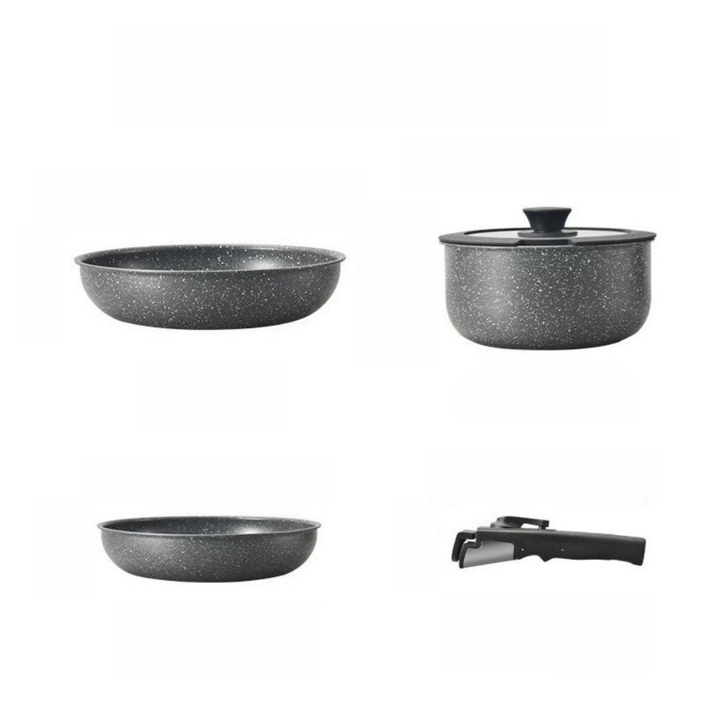 

Набор посуды с антипригарным покрытием, сковорода из медицинского камня, подходит для индукционной плиты, газовой плиты, универсальный, легко моется, сковорода с плоским дном