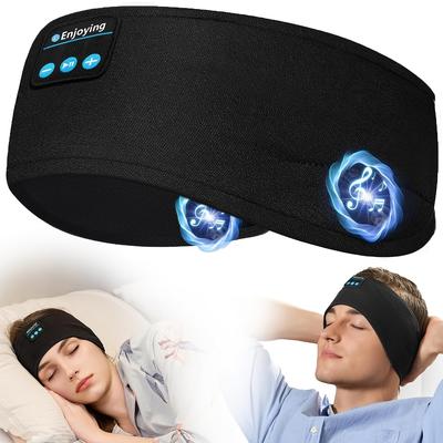 Wireless Sleep Headband with Built-in Microphone and Volume Control - Noise-canceling Headband, USB Charging, Compatible with Smartphones.